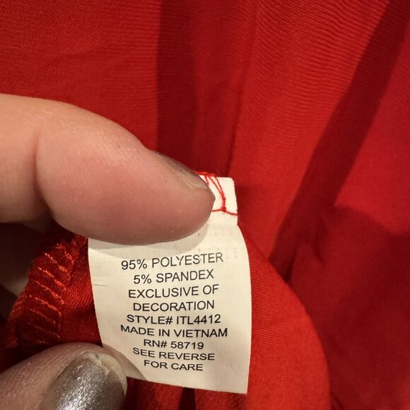 EUC 2xl NY Collection Women Red Bell Sleeve Top with Rhinestones Glam Party NYE - Picture 5 of 7